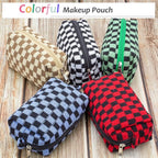 Pazimiik checkered makeup bag for