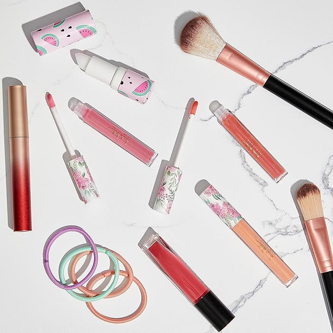 Nicole Miller Lip Gloss Collection Shimmery Glosses for Women and Girls Long Lasting Color Set with Rich Varied Colors, Flowery Pink, 10 Count (Pack of 1)