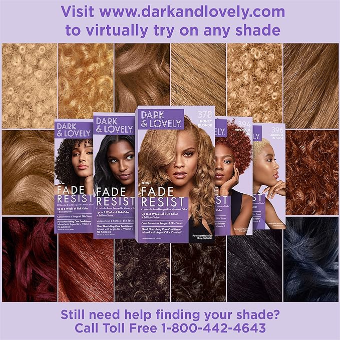 SoftSheen-Carson Dark and Lovely Fade Resist Rich Conditioning Hair Color, Permanent Hair Color, Up To 100 percent Gray Coverage, Brilliant Shine with Argan Oil and Vitamin E, Rich Auburn